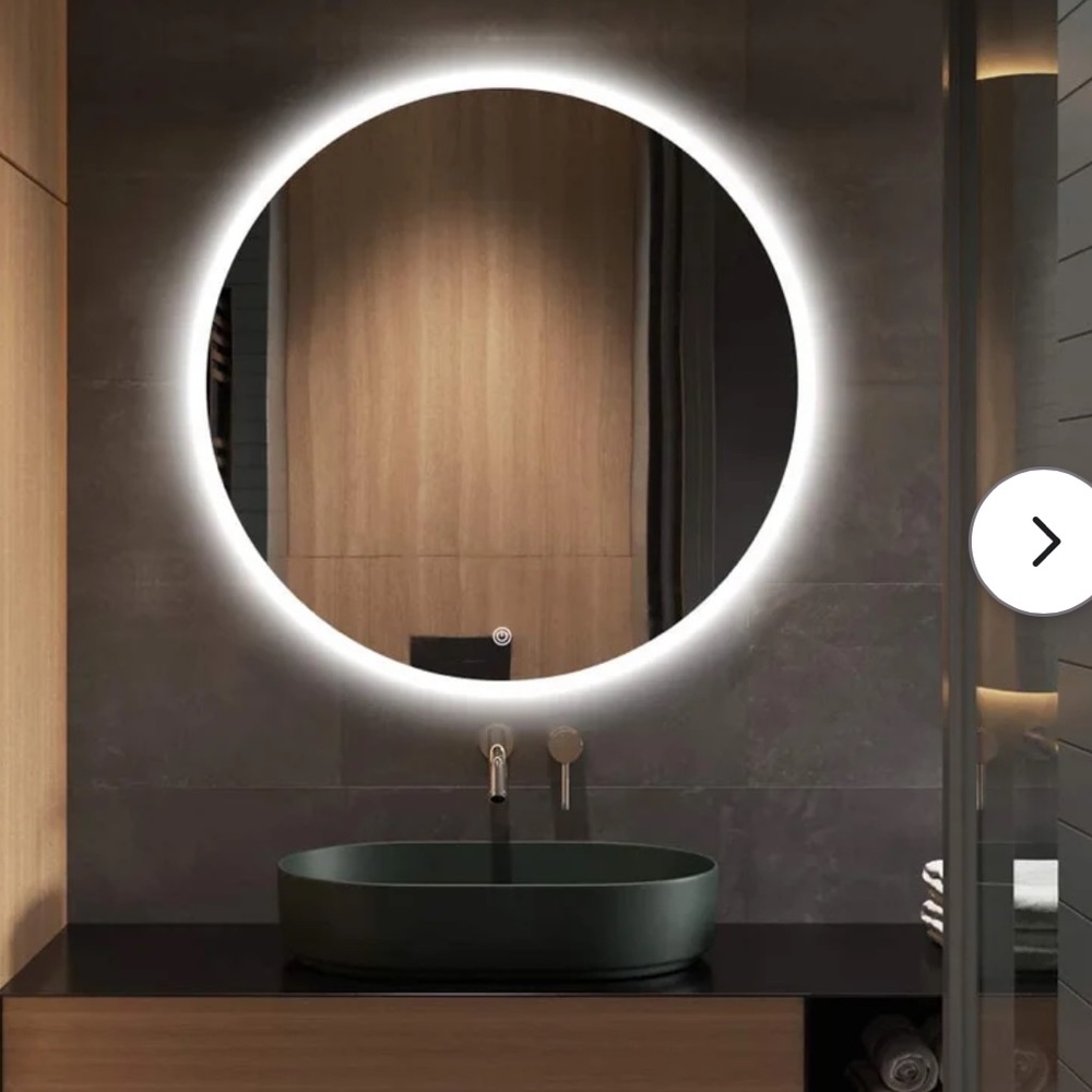 Ivy Bronx Round Lit Mirror with Bluetooth